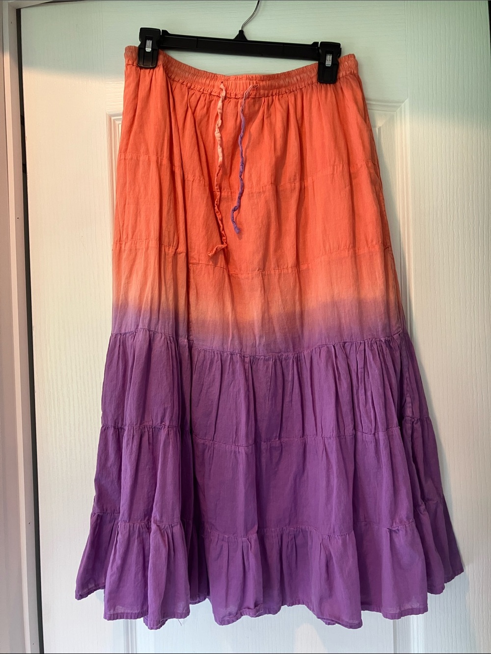 Tiered Ombre Maxi Skirt in Orange and Purple